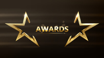 Golden star shape podium with light effect