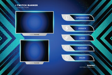 twitch banner collection live stream template vector design illustration