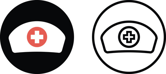 Nurse hat icon set vector in two styles isolated on white background