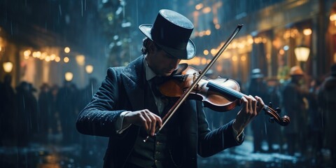 The captivating violinist performs a mesmerizing melody