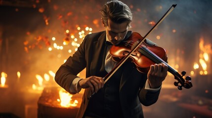 A captivating violinist enchants the audience with their melody