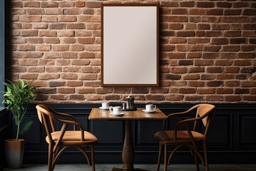 Coffee shop room wall art frame display mockup - Powered by Adobe