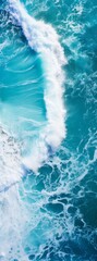 Atlantic ocean waves. Beautiful atlantic ocean with blue lagoon waves top view. Vertical format for banners, poster, wallpaper. AI generated.
