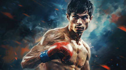 Fototapeta na wymiar Illustration of Muay Thai texture background