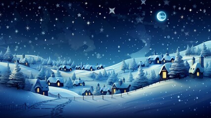 Christmas background, hamlet, village, little town, snow night, jingle bells