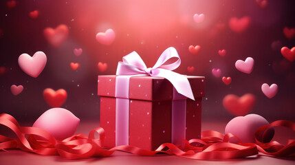Valentine, day red gift box
