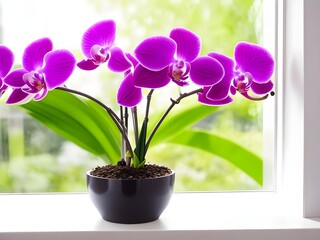 purple orchid in a pot