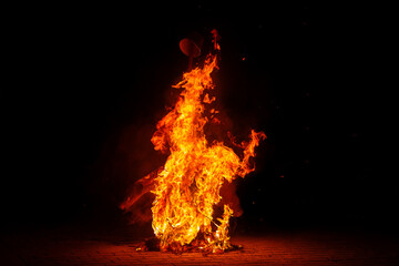 Bonfire with high flames