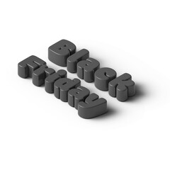 Black Friday glowing 3d isometric text with highlight and realistic shadow. Black Friday November shopping sale isolated 3d isometric text illustration greetings typography.