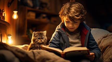 Fototapeta na wymiar Boy reading a book