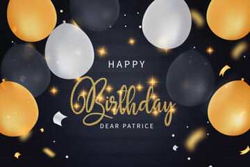 happy birthday card with realistic balloons template design vector illustration