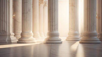 Fototapeta premium marble columns in soft, natural lighting, with the play of shadows and highlights on their surfaces. the classical charm of these architectural elements.