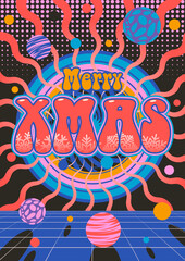 Christmas Celebration Abstract Style Postcard. Winter Holidays Decoration Creative Design Poster