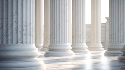 marble columns in soft, natural lighting, with the play of shadows and highlights on their surfaces. the classical charm of these architectural elements.