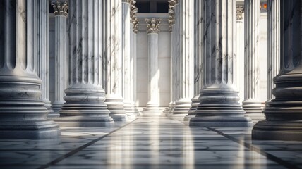 marble columns in soft, natural lighting, with the play of shadows and highlights on their surfaces. the classical charm of these architectural elements.