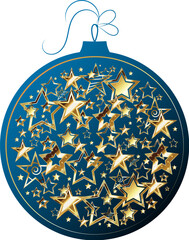 Festive ball Christmas decoration, Christmas design with golden stars