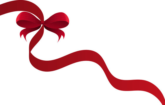 Red bow to decorate a wedding card, gift card or website. EPS10 vector without background.