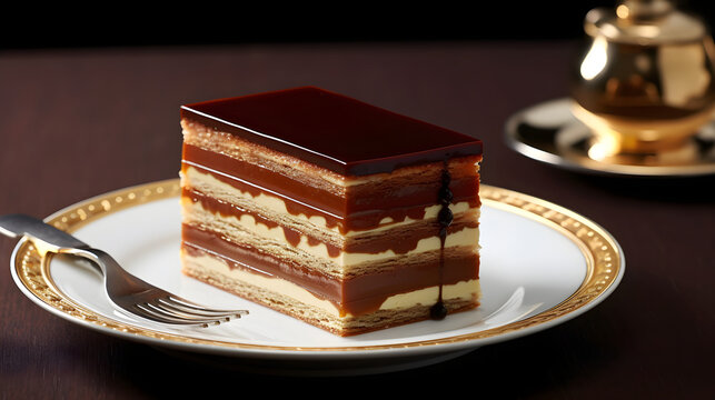 Close up Luxurious Gourmet Opera cake