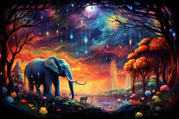 elephant at night