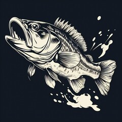 a large mouth bass fish jumping out of the water - obrazy, fototapety, plakaty