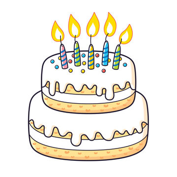 Birthday cake isolated vector illustration