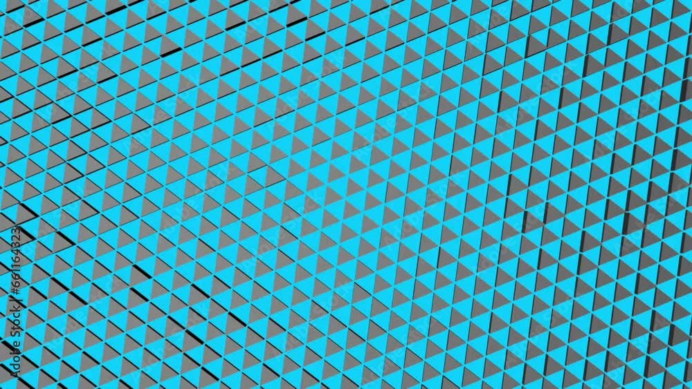 Poster dynamic triangles. gray-blue animation background or intro screensaver.