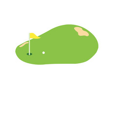 illustration of a golf course with flags and golf balls