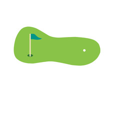 illustration of a golf course with flags and golf balls