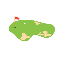 illustration of a golf course with flags and golf balls