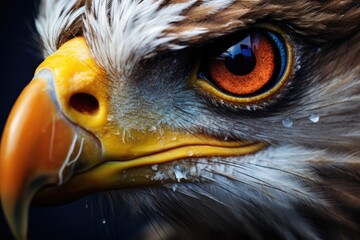 An intimate view of the keen eye of a majestic eagle up close - Powered by Adobe