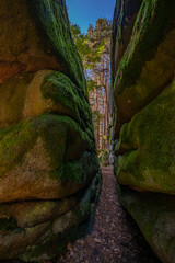 pass in mythical stone giants and viklas and granit rockformation in Blockheide, natural reserve...