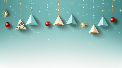 Christmas background with red balls and pyramid - obrazy, fototapety, plakaty
