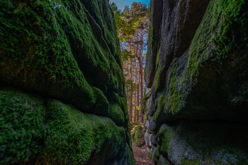 pass in mythical stone giants and viklas and granit rockformation in Blockheide, natural reserve...