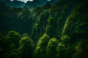 Fototapeta na wymiar Southeast Asian rainforest with deep jungle - AI Generative