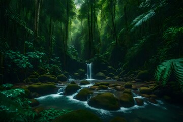 Southeast Asian rainforest with deep jungle - AI Generative