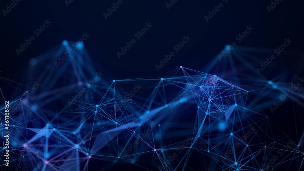 Fototapete blue network connection structure. digital background with dots and lines. big data visualization. 3