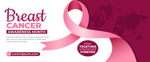 Breast cancer awareness month horizontal banner background template design