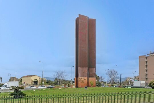 The monument to the victims of the struggle against the Mafia in Piazza XIII Vittime, Palermo, Sicily, Italy. Designed by the sculptor,Mario Pecoraino.