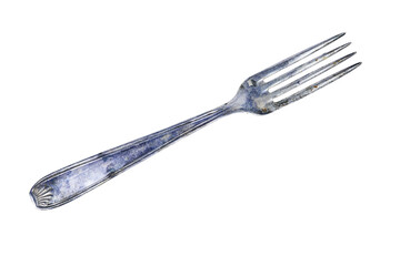 old Steel metal table fork isolated on white background