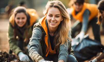 Social Responsibility: Young Volunteers Unite for Community Cleanup