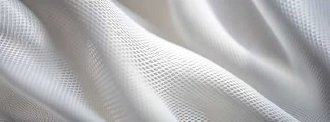 Rolgordijnen White textile fabric, closeup detail to structure - future clothing materials concept. Generative AI © Lubo Ivanko