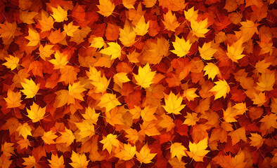 Naklejka na ściany i meble Autumn theme petals yellow color, Season design background, Generative AI