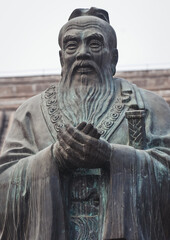 Beijing, China - April 3, 2013: Statue of Confucius in Guozijian - Imperial Academy in Beijing