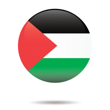 Palestine Flag, round country button flag, vector illustration, Palestinian National Flag