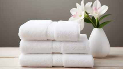 Fototapeta na wymiar Soft and Sensuous White Towel for Bathe and Wellness - Single Soft Cloth