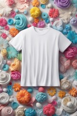 colorful flowers with white shirt colorful flowers with white shirt 3d illustration of colorful flowers on white background