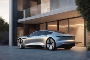 3d rendering of a brand modern car 3d rendering of a brand modern carelectric car in the city