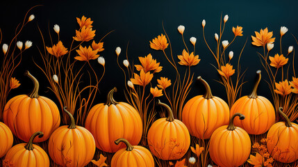Naklejka na ściany i meble Backgrounds and textures: many colorful pumpkins, seasonal autumn decorative background. Generative AI