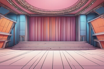 interior of modern empty room with wooden floor. 3d rendering interior of modern empty room with wooden floor. 3d rendering empty stage with pink curtains