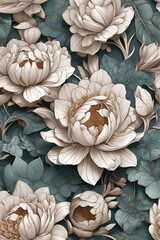 seamless pattern with lotus flower seamless pattern with lotus flower 3d wallpaper with flowers and leaves. floral background. 3d illustration. 3d rendering.